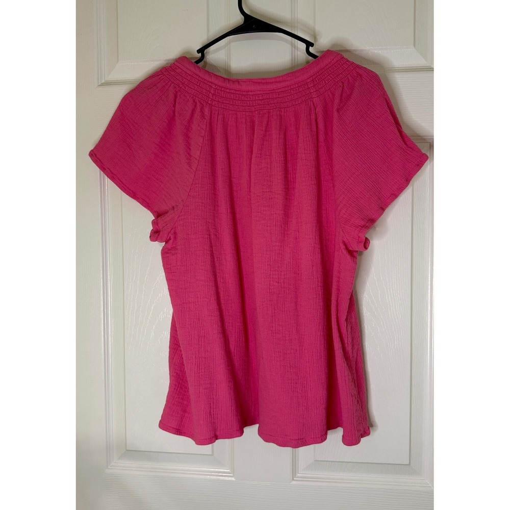 Vineyard Vines Gauze Top Womens XL Pink Smocked Flutter Sleeve Cotton - Picture 4 of 7